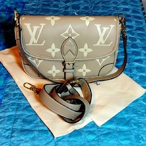 Beige And Cream Monogram Fashion Bag, With Dust Bag, Immaculate! NWOT